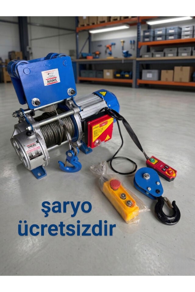 ELEKTRİKLİ HALATLI PROFESYONEL UZAKTAN KUMANDA VİNÇ 750-1500KG 220 VOLT