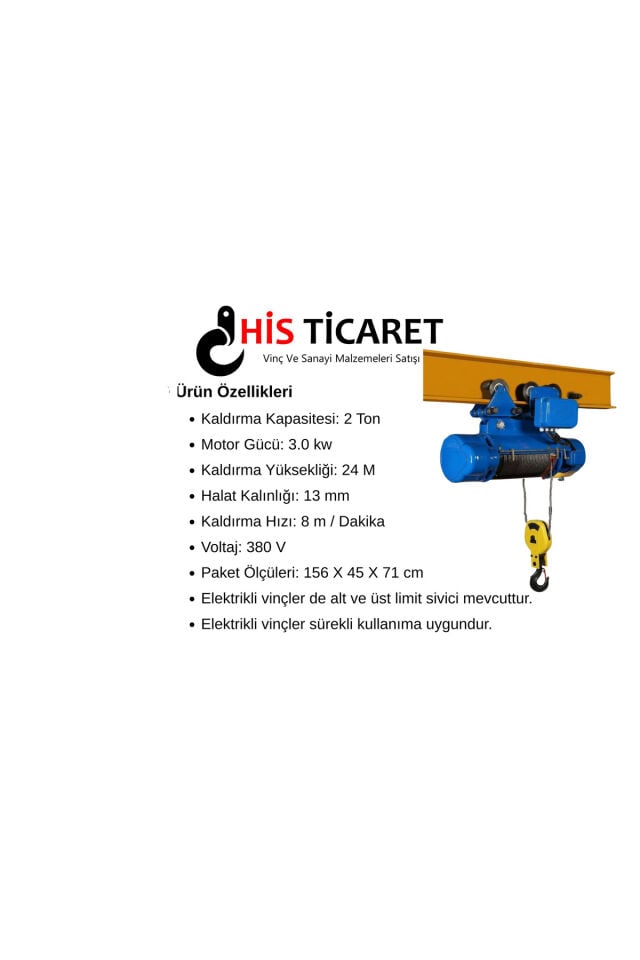 2 Ton 24 Metre 4 Hareket MONORAY VİNÇ kılavuzlu 380V